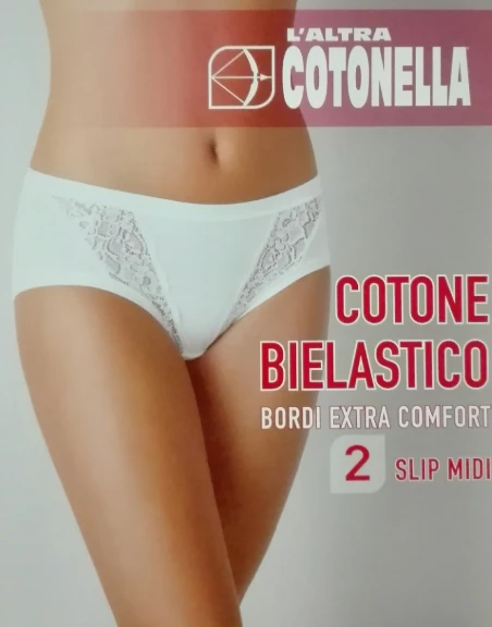 Slip Midi Donna Cotone Elasticizzato E Pizzo Cotonella GD130 - immagine 3