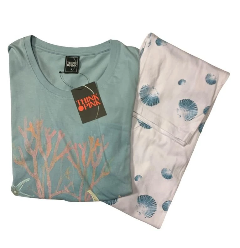 Pigiama Donna 100% Cotone Lungo THINK PINK 2003 Outlet