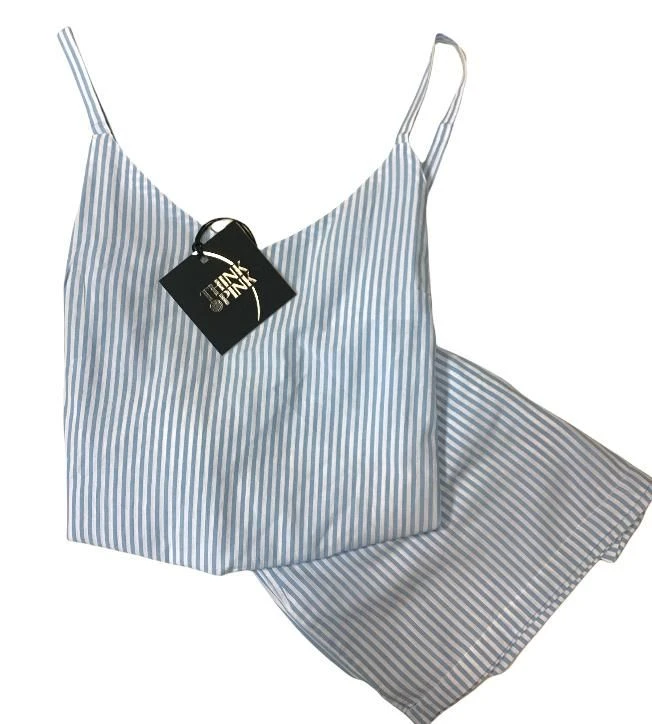 Pigiama Donna Stoffa Corto 100% Cotone THINK PINK 2021 Outlet