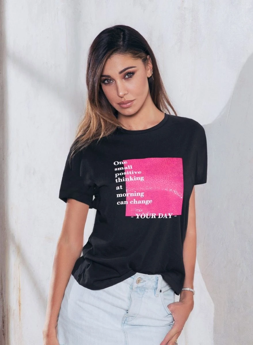 Maglia Donna T-shirt Giriocollo Mezza Manica In Jersey 100%cotone Jadea 4226