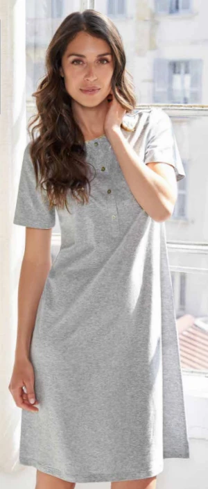 Camicia Da Notte Mezza Manica 100% Cotone Jersey Linclalor 71356