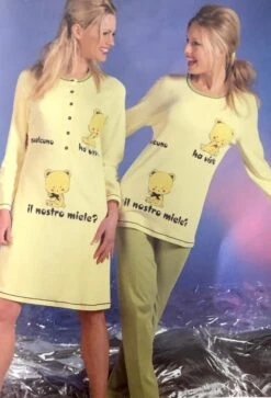 Camicia Da Notte Abito Casa 100% COTONE Interlock Linclalor 91911 Outlet