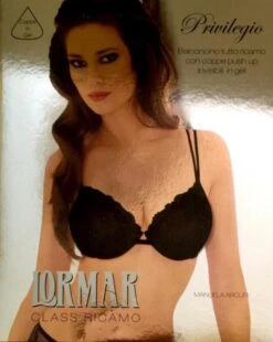 Reggiseno Balconcino Push-up Coppe Gel In Tulle Ricamato Lormar Privilegio