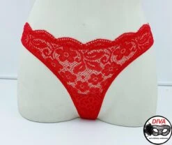 Perizoma Donna Rosso Pizzo E Tulle Diva By Prive 1452