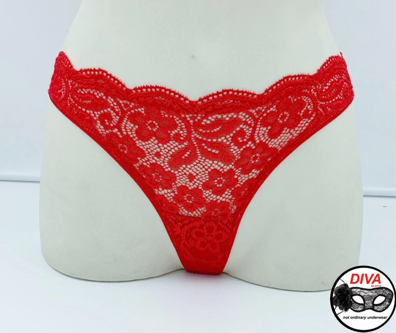 Perizoma Donna Rosso Pizzo E Tulle Diva By Prive 1452